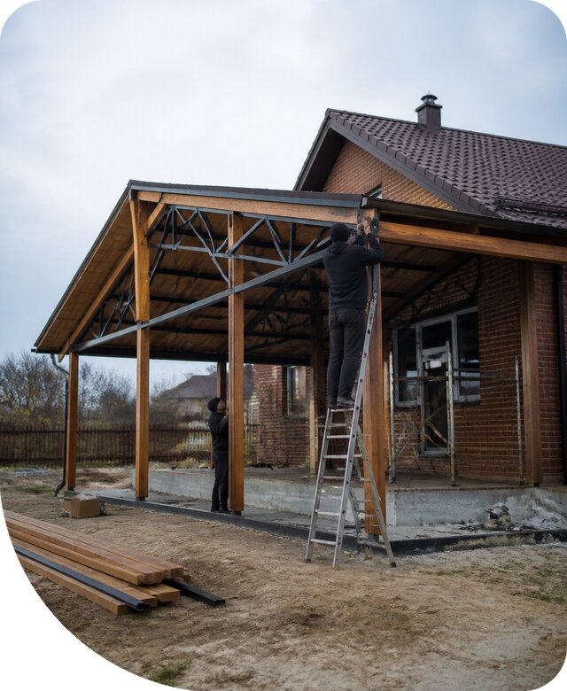 Пристройка навеса к дому и участку в Гатчине под ключ